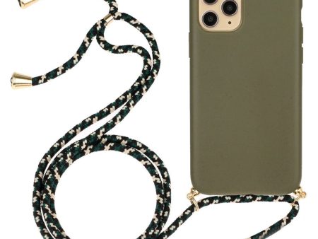 iPhone 15 Pro Max Fleksibelt Plastik Cover m. Snor   Strop - Army Grøn Online