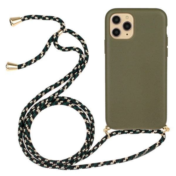 iPhone 15 Pro Max Fleksibelt Plastik Cover m. Snor   Strop - Army Grøn Online