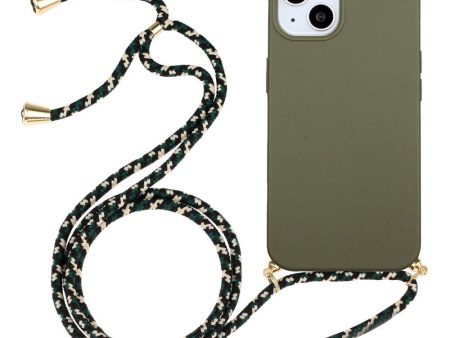 iPhone 15 Plus Fleksibelt Plastik Cover m. Snor   Strop - Army Grøn on Sale