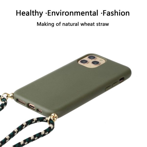 iPhone 15 Pro Max Fleksibelt Plastik Cover m. Snor   Strop - Army Grøn Online