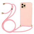 iPhone 15 Pro Fleksibelt Plastik Cover m. Snor   Strop - Pink Discount