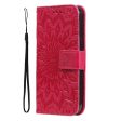 iPhone 15 Plus Læder Cover m. Pung og Strop - Mandala Blomst - Rød For Discount