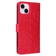 iPhone 15 Plus Læder Cover m. Pung og Strop - Mandala Blomst - Rød For Discount