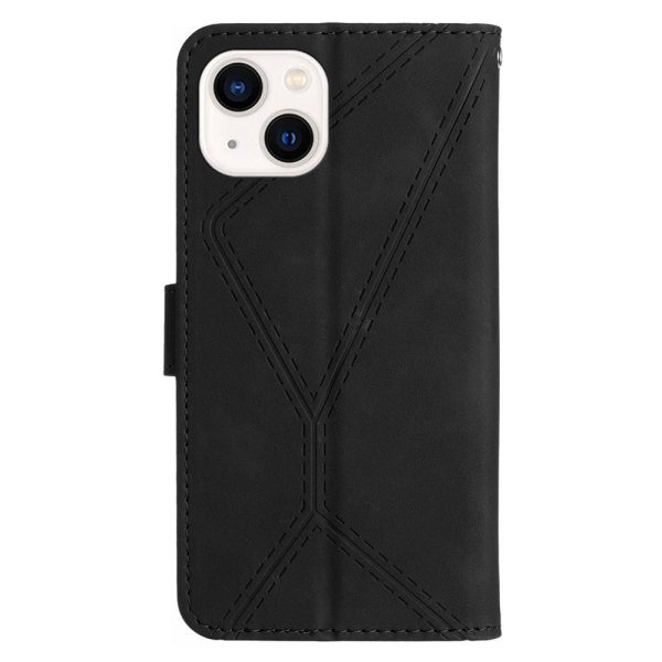 iPhone 15 Læder Cover m. Pung & Strop - Sort Fashion