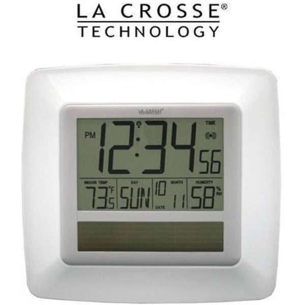 Solar Digital Wall Clock Indoor Temp Humidity Sale