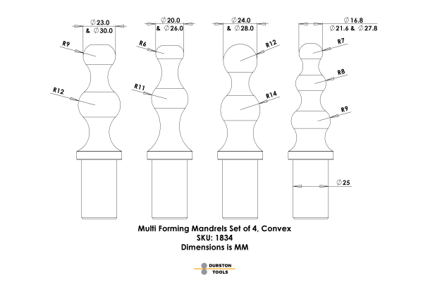 Durston Multi Forming Anvil Mandrels Set of 4 – Convex For Discount
